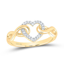 Load image into Gallery viewer, Eternal Love Diamond Heart Ring | 10kt Yellow Gold Womens Round Diamond Infinity Twist Heart Ring 1/10 Cttw - Splendid Jewellery