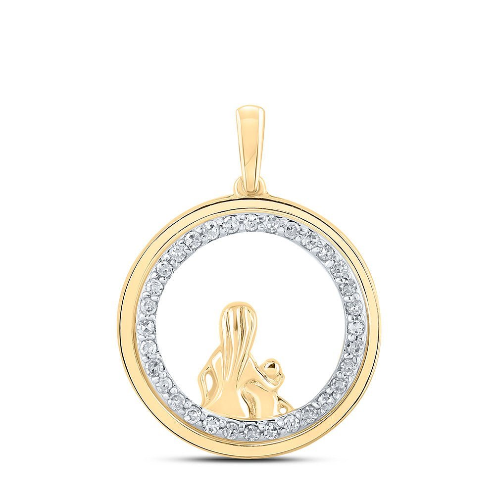 Eternal Love Diamond Pendant - 10kt Yellow Gold Circle Mom Child Necklace 1/5 Cttw - Splendid Jewellery