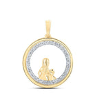 Eternal Love Diamond Pendant - 10kt Yellow Gold Circle Mom Child Necklace 1/5 Cttw - Splendid Jewellery
