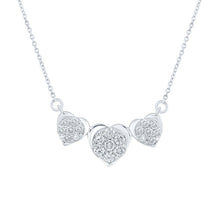 Load image into Gallery viewer, Eternal Love Diamond Pendant Necklace | 10kt White Gold Womens Round Diamond Triple Heart Necklace 1/4 Cttw - Splendid Jewellery