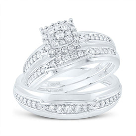 Eternal Love Diamond Square Matching Wedding Set - Alternate view 1 from Splendid Jewellery
