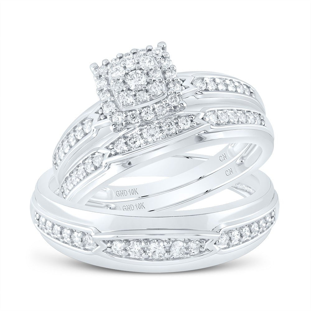 Eternal Love Diamond Square Matching Wedding Set - Splendid Jewellery