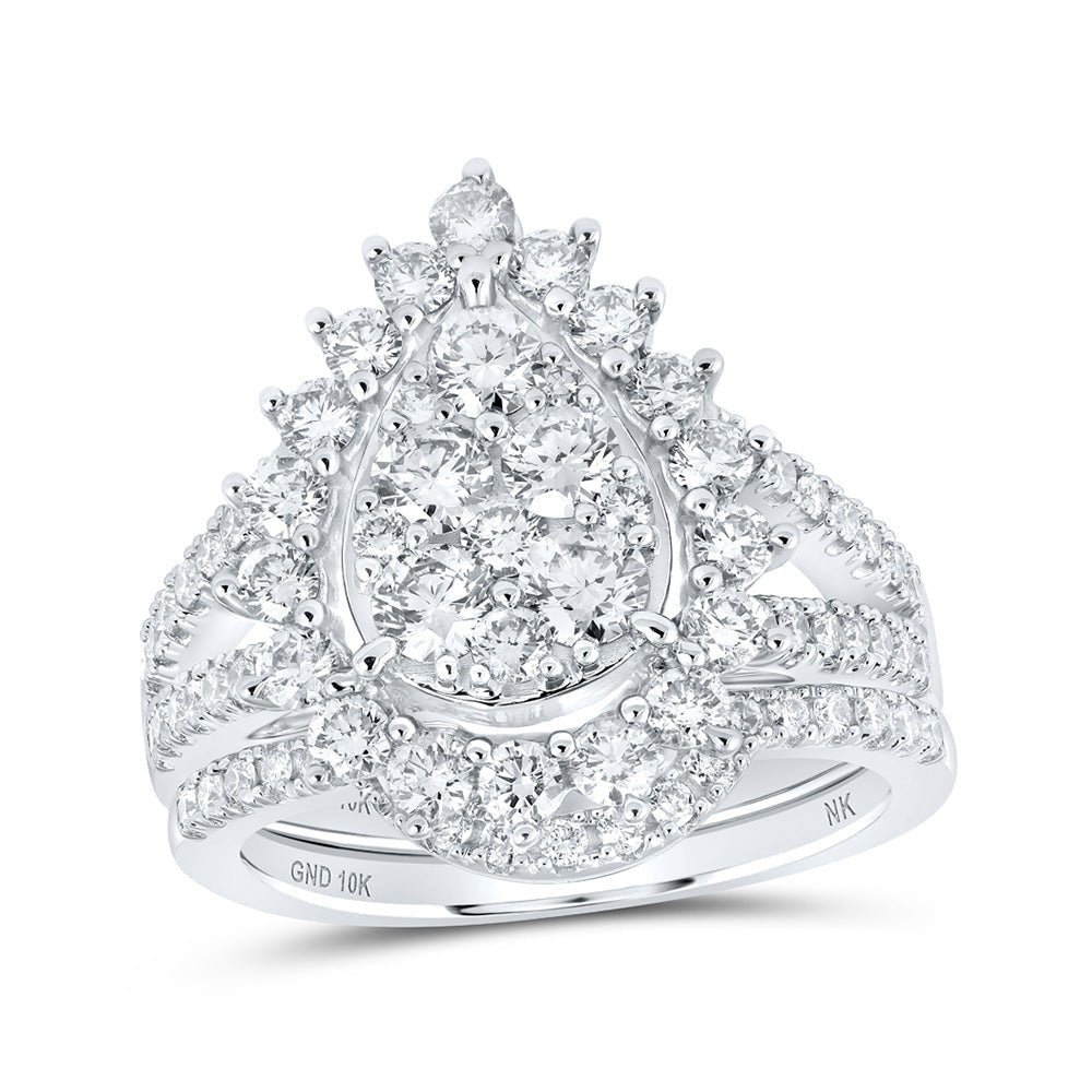 Eternal Love Diamond Teardrop Bridal Wedding Ring Band Set - Splendid Jewellery