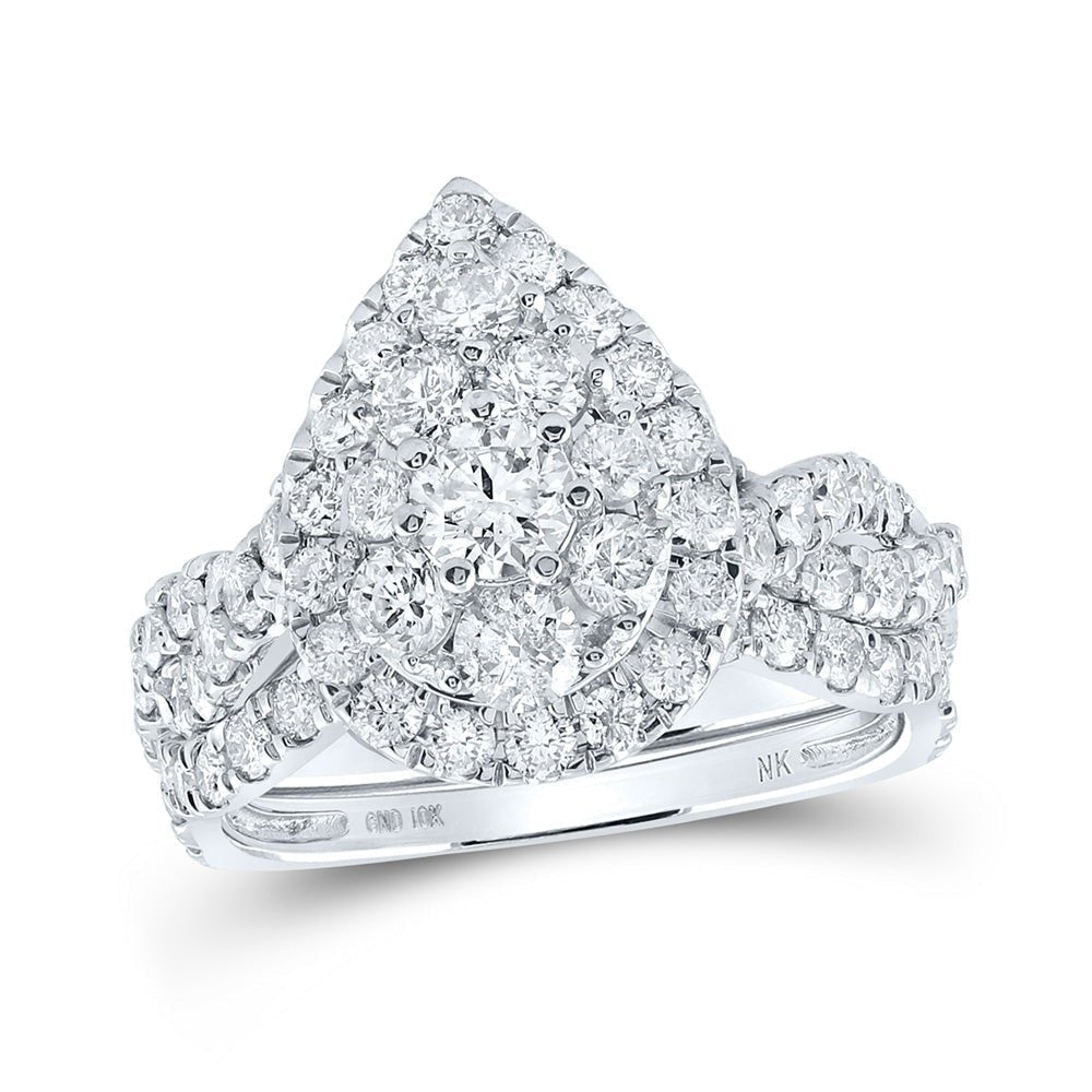 Eternal Love Diamond Teardrop Bridal Wedding Ring Band Set - Splendid Jewellery