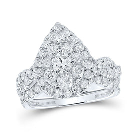 Eternal Love Diamond Teardrop Bridal Wedding Ring Band Set - Splendid Jewellery