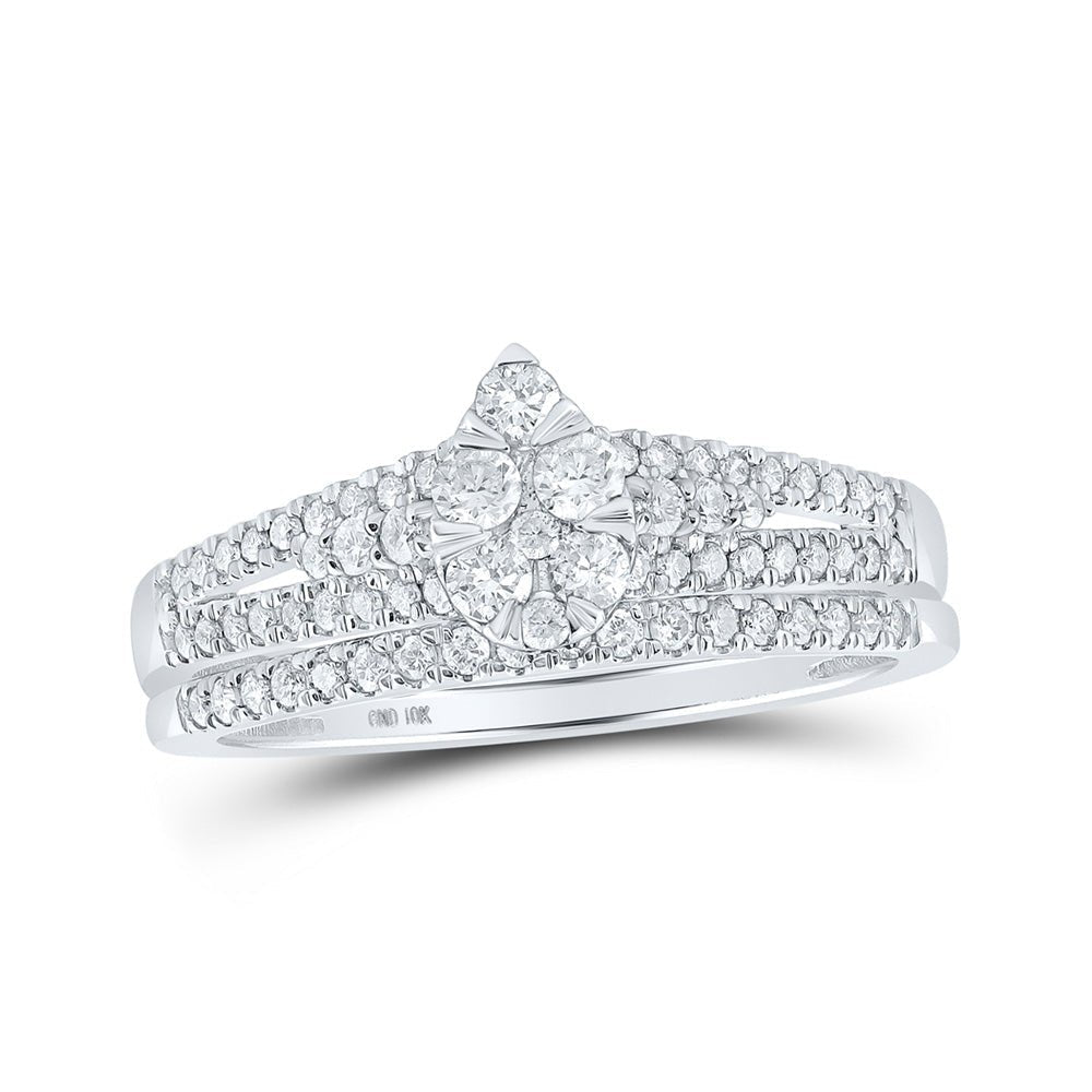 Eternal Love Diamond Teardrop Bridal Wedding Ring Band Set - Splendid Jewellery