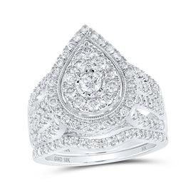 Eternal Love Diamond Teardrop Bridal Wedding Ring Set - Splendid Jewellery