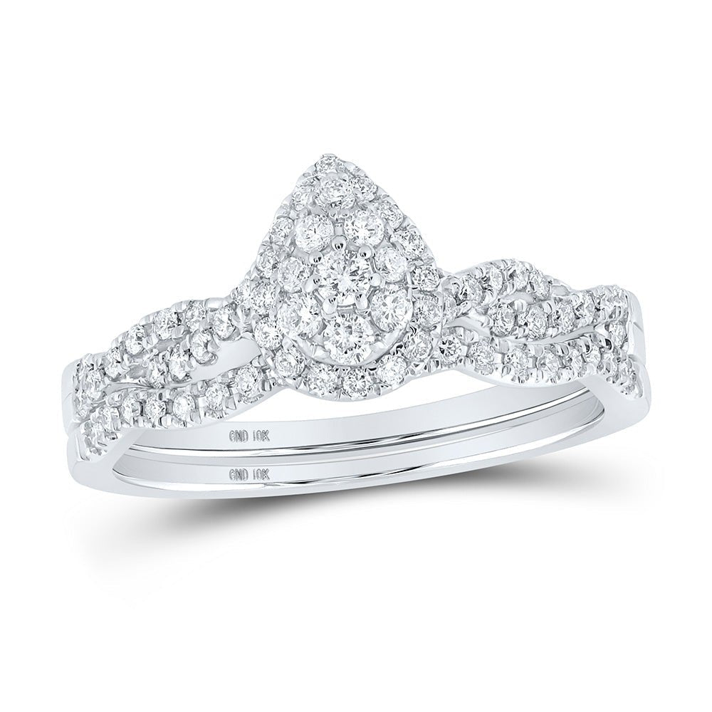 Eternal Love Diamond Teardrop Bridal Wedding Ring Set - Splendid Jewellery