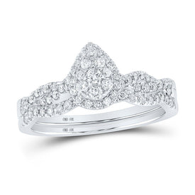 Eternal Love Diamond Teardrop Bridal Wedding Ring Set - Splendid Jewellery