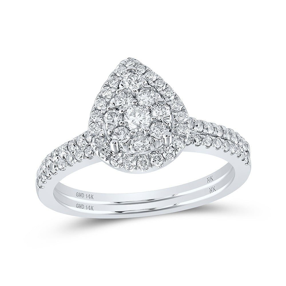 Eternal Love Diamond Teardrop Wedding Ring Band Set - Splendid Jewellery
