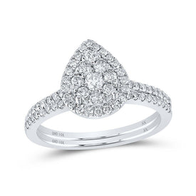 Eternal Love Diamond Teardrop Wedding Ring Band Set - Splendid Jewellery