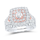 Eternal Love Two-Tone Gold Diamond Halo Bridal Wedding Ring Set Top View from Splendid Jewellery