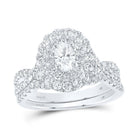 Eternal Majesty 14kt White Gold Oval Diamond Halo Bridal Wedding Ring Band Set - Splendid Jewellery