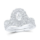 Eternal Majesty 14kt White Gold Oval Diamond Halo Bridal Wedding Ring Band Set - Splendid Jewellery