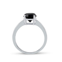 Load image into Gallery viewer, Eternal Noir: 10kt White Gold Round Black Color Enhanced Diamond Solitaire Bridal Wedding Ring - Splendid Jewellery