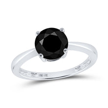 Load image into Gallery viewer, Eternal Noir: 10kt White Gold Round Black Color Enhanced Diamond Solitaire Bridal Wedding Ring Top View from Splendid Jewellery