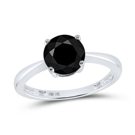 Eternal Noir: 10kt White Gold Round Black Color Enhanced Diamond Solitaire Bridal Wedding Ring Top View from Splendid Jewellery