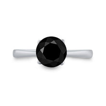 Load image into Gallery viewer, Eternal Noir: 10kt White Gold Round Black Color Enhanced Diamond Solitaire Bridal Wedding Ring - Splendid Jewellery