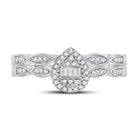 Eternal Radiance: 10kt White Gold Baguette Diamond Bridal Wedding Ring Band Set 1/5 Cttw - Alternate view 4 from Splendid Jewellery