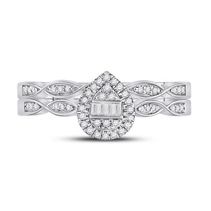 Eternal Radiance: 10kt White Gold Baguette Diamond Bridal Wedding Ring Band Set 1/5 Cttw - Splendid Jewellery