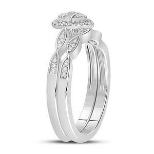 Eternal Radiance: 10kt White Gold Baguette Diamond Bridal Wedding Ring Band Set 1/5 Cttw - Splendid Jewellery