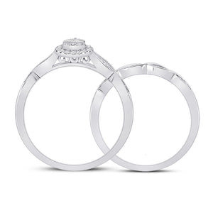 Eternal Radiance: 10kt White Gold Baguette Diamond Bridal Wedding Ring Band Set 1/5 Cttw - Splendid Jewellery