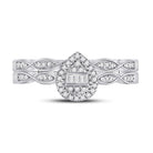 Eternal Radiance: 10kt White Gold Baguette Diamond Bridal Wedding Ring Band Set 1/5 Cttw - Splendid Jewellery