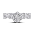 Eternal Radiance: 10kt White Gold Baguette Diamond Bridal Wedding Ring Band Set 1/5 Cttw - Splendid Jewellery