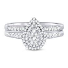 Load image into Gallery viewer, Eternal Radiance | 10kt White Gold Pear-shaped Diamond Bridal Wedding Ring Set 1/3 Cttw - Alternate view 4 from Splendid Jewellery