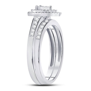 Eternal Radiance | 10kt White Gold Pear - shaped Diamond Bridal Wedding Ring Set 1/3 Cttw - Splendid Jewellery