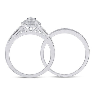 Eternal Radiance | 10kt White Gold Pear - shaped Diamond Bridal Wedding Ring Set 1/3 Cttw - Splendid Jewellery