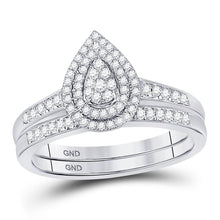 Load image into Gallery viewer, Eternal Radiance | 10kt White Gold Pear - shaped Diamond Bridal Wedding Ring Set 1/3 Cttw - Splendid Jewellery