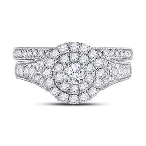 Eternal Radiance 10kt White Gold Round Diamond Bridal Wedding Ring Band Set 1 Cttw - Splendid Jewellery