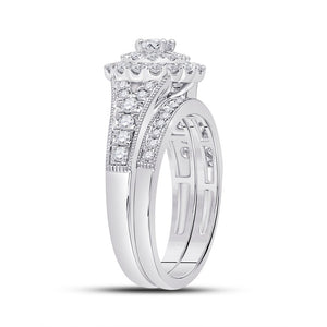 Eternal Radiance 10kt White Gold Round Diamond Bridal Wedding Ring Band Set 1 Cttw - Splendid Jewellery