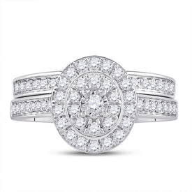 Eternal Radiance | 10kt White Gold Round Diamond Bridal Wedding Ring Band Set 1/2 Cttw - Splendid Jewellery