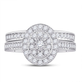 Eternal Radiance | 10kt White Gold Round Diamond Bridal Wedding Ring Band Set 1/2 Cttw - Alternate view 4 from Splendid Jewellery