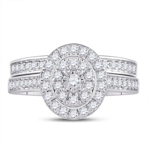 Eternal Radiance | 10kt White Gold Round Diamond Bridal Wedding Ring Band Set 1/2 Cttw - Splendid Jewellery