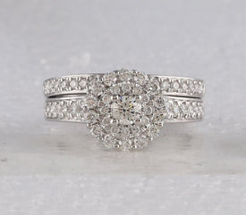 Eternal Radiance 10kt White Gold Round Diamond Bridal Wedding Ring Band Set - Alternate view 4 from Splendid Jewellery