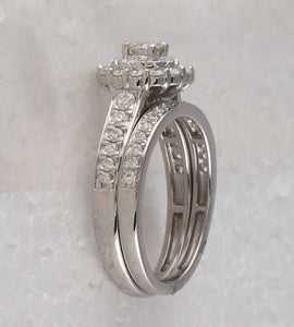 Eternal Radiance 10kt White Gold Round Diamond Bridal Wedding Ring Band Set - Splendid Jewellery