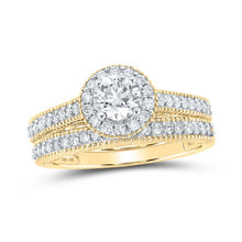 Load image into Gallery viewer, Eternal Radiance 10kt Yellow Gold Diamond Halo Bridal Wedding Ring Band Set - Splendid Jewellery