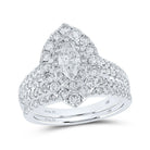 Eternal Radiance | 14kt Two - tone Gold Marquise Diamond Halo Bridal Wedding Ring Band Set 2 Cttw - Splendid Jewellery