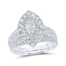 Load image into Gallery viewer, Eternal Radiance | 14kt Two - tone Gold Marquise Diamond Halo Bridal Wedding Ring Band Set 2 Cttw - Splendid Jewellery