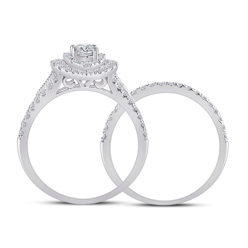 Eternal Radiance 14kt White Gold Diamond Bridal Wedding Ring Band Set - Splendid Jewellery