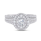 Eternal Radiance 14kt White Gold Diamond Bridal Wedding Ring Band Set - Front View