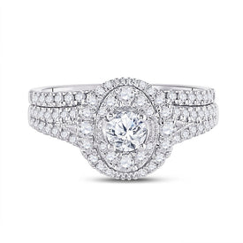 Eternal Radiance 14kt White Gold Diamond Bridal Wedding Ring Band Set - Front View