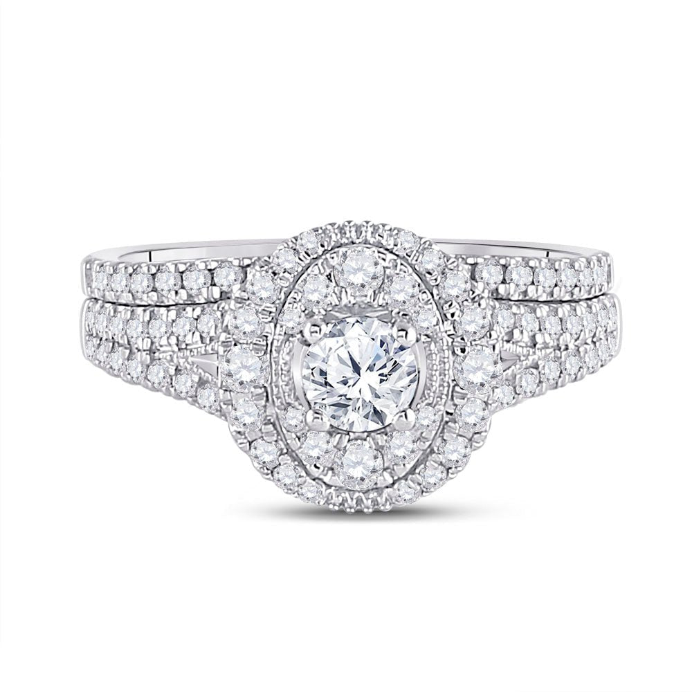 Eternal Radiance 14kt White Gold Diamond Bridal Wedding Ring Band Set - Splendid Jewellery