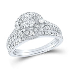 Eternal Radiance 14kt White Gold Diamond Bridal Wedding Ring Band Set - Top View