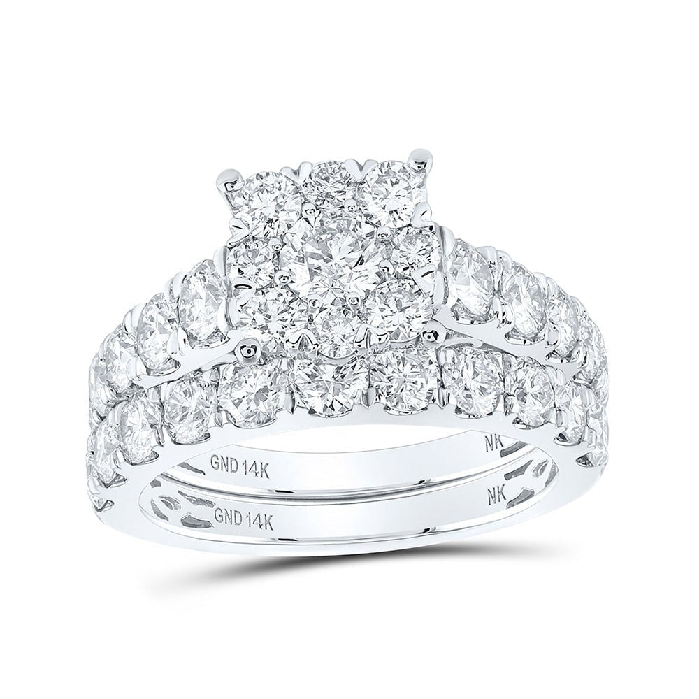 Eternal Radiance 14kt White Gold Diamond Halo Bridal Wedding Ring Band Set - Splendid Jewellery
