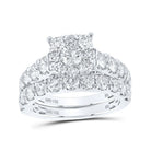 Eternal Radiance 14kt White Gold Diamond Halo Bridal Wedding Ring Band Set - Splendid Jewellery