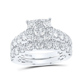 Eternal Radiance 14kt White Gold Diamond Halo Bridal Wedding Ring Band Set - Splendid Jewellery